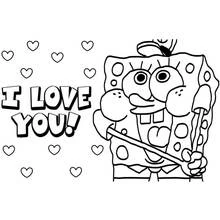 Dibujo de SpongeBob SquarePants sosteniendo una varita con corazón para colorear Dibujo de SpongeBob SquarePants sosteniendo una varita con corazón para colorear