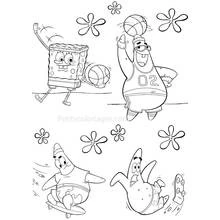 Dibujo de SpongeBob SquarePants y Patrick jugando baloncesto y patinando para colorear Dibujo de SpongeBob SquarePants y Patrick jugando baloncesto y patinando para colorear