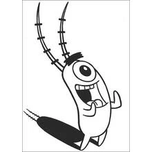Dibujo de Plankton riendo con las antenas levantadas para colorear Dibujo de Plankton riendo con las antenas levantadas para colorear