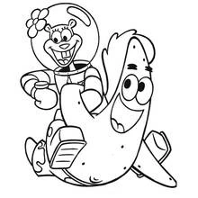 Dibujo de Arenita y Patricio Estrella divirtiéndose para colorear Dibujo de Arenita y Patricio Estrella divirtiéndose para colorear