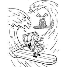 Dibujo de SpongeBob SquarePants surfeando una gran ola para colorear Dibujo de SpongeBob SquarePants surfeando una gran ola para colorear