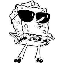 Dibujo de SpongeBob SquarePants disfrazado de policía para colorear