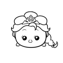 Dibujo de Elsa Tsum Tsum con trenza y tiara para colorear Dibujo de Elsa Tsum Tsum con trenza y tiara para colorear