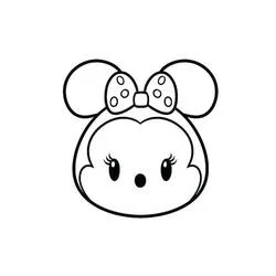 Dibujo de Minnie Tsum Tsum cara redonda con lazo para colorear Dibujo de Minnie Tsum Tsum cara redonda con lazo para colorear