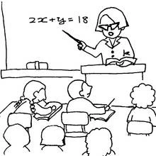 Dibujo de Profesora dando una clase de matemáticas para colorear