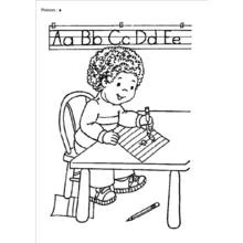 Dibujo de Niño pequeño aprendiendo a escribir letras para colorear