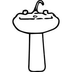 Dibujo de Lavabo con pedestal y grifo para colorear