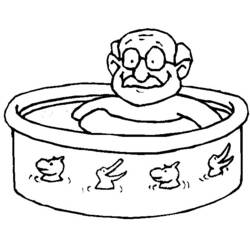 Dibujo de Hombre bañándose en una tina con patos decorativos para colorear