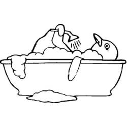 Dibujo de Pato tomando un baño de burbujas para colorear