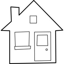 Dibujo de Casa con persianas y puerta de pomo para colorear