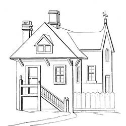 Dibujo de Casa con chimeneas y escalera para colorear