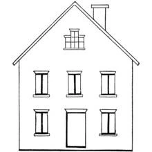 Dibujo de Casa con techo triangular y chimenea para colorear