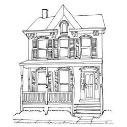 Dibujo de Casa victoriana con porche delantero para colorear
