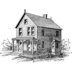 Dibujo de Casa victoriana con porche envolvente para colorear