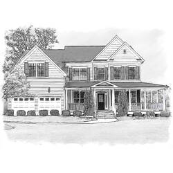 Dibujo de Gran casa familiar con porche y garaje para colorear