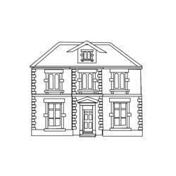 Dibujo de Casa de dos pisos con ventanas simétricas para colorear