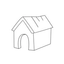 Dibujo de Caseta de perro con una entrada en arco para colorear