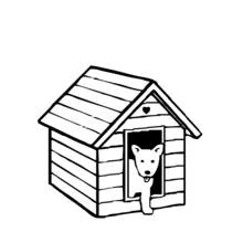 Dibujo de Caseta de perro con un perro asomado para colorear