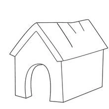 Dibujo de Caseta de perro con techo puntiagudo para colorear