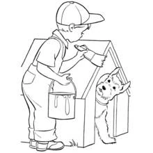 Dibujo de Caseta de perro pintada por un niño para colorear