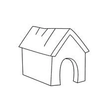 Dibujo de Caseta de perro sencilla con entrada en arco para colorear