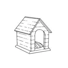 Dibujo de Caseta de perro de madera con entrada en arco para colorear