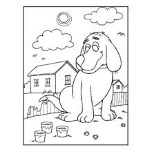Dibujo de Clifford pintando una cerca en el jardín para colorear