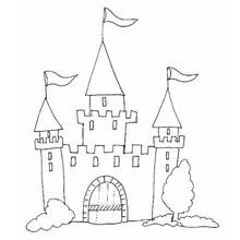 Dibujo de Castillo de princesa con tres torres para colorear