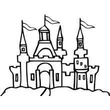 Dibujo de Castillo con torres y banderas para colorear