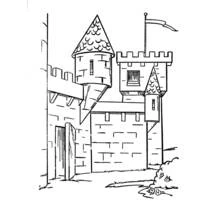 Dibujo de Castillo con torres y bandera para colorear