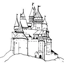 Dibujo de Castillo medieval con muchas torres para colorear