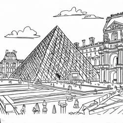 El Louvre - Dibujos para colorear gratis