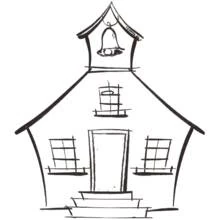 Dibujo de Escuela rural con campanario para colorear