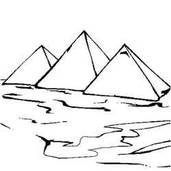 Dibujo de Tres pirámides en el desierto para colorear