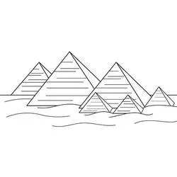 Dibujo de Pirámides de Guiza en el desierto para colorear