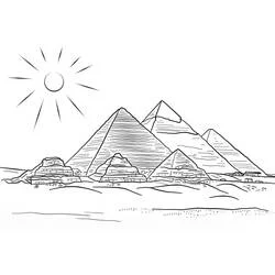 Dibujo de Pirámides de Egipto bajo el sol para colorear