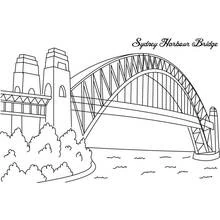 Dibujo de Puente con torres de piedra y arco de acero para colorear