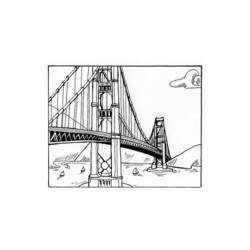 Dibujo de Puente colgante sobre la bahía para colorear