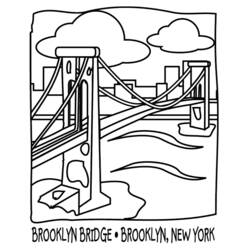 Dibujo de Puente de Brooklyn sobre el agua para colorear