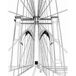 Dibujo de Puente con cables suspendidos y torres de piedra para colorear