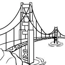 Dibujo de Puente Golden Gate sobre el agua para colorear