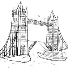 Dibujo de Puente de la Torre con un barco pasando debajo para colorear