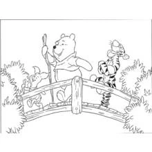 Dibujo de Puente cruzado por Winnie the Pooh y sus amigos para colorear