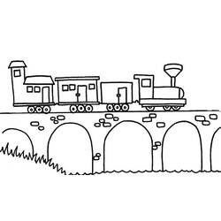 Dibujo de Locomotora de vapor sobre un puente de arcos para colorear