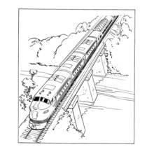 Dibujo de Tren cruzando un puente ferroviario para colorear