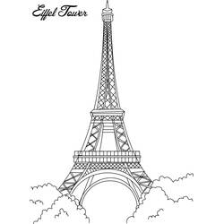Dibujo de Rascacielos: la torre Eiffel sobre los árboles para colorear
