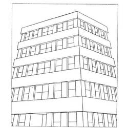 Dibujo de Rascacielos moderno con pisos superpuestos para colorear