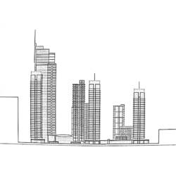 Dibujo de Rascacielos formando un horizonte urbano para colorear