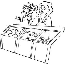 Dibujo de Tendera detrás del puesto de frutas para colorear