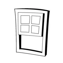 Dibujo de Ventana con cuatro pequeños cristales para colorear